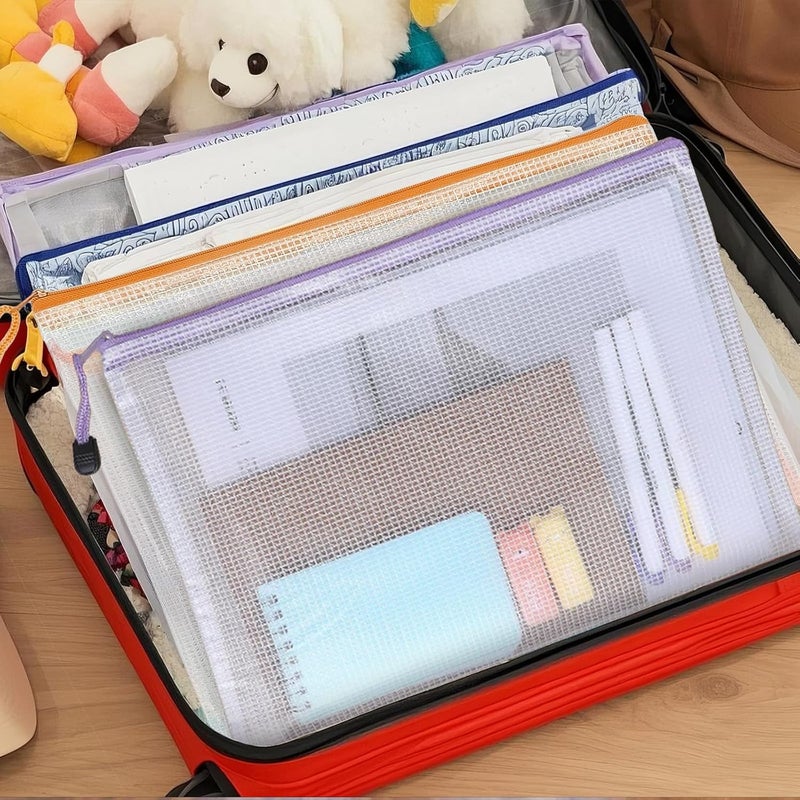 UMETDO 24pcs A4 Mesh Zipper Pouch Bags, Mesh Bags with Zipper Bulk, Pouches for Organization, Clear Storage Bags for Classroom, Travel, Office - Image 4